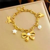 ราคา สร้อยข้อมือสแตนเลส, แฟชั่นใหม่, ชุบทองแสงหรูหรา, ดีไซน์โบว์, ไข่มุก, ความรัก, แมลงปอ, จี้รูปดาวห้าแฉก douyin couple bracelet van cleef arpels bracelet กํา van cleef (1732287995450526241)
