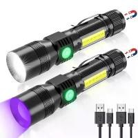 ราคา UV Light & Strong Light Flashlight USB Rechargeable Camping Lantern Pets Urine Stains Black Light Led Ultraviolet Torch (1732162374896354453)