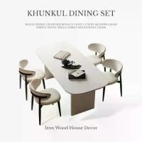 ราคา TABLE + KHUNKUL CHAIR ชุดโต๊ะอาหารไม้ยางพารา โต๊ะหินอ่อน สไตล์มินิมอล luxury โต๊ะกินข้าว 4-6 ที่นั่ง (1732176728398267571)