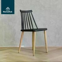 ราคา HomeHuk เก้าอี้กินข้าว ขาเหล็กลายไม้ เก้าอี้ เก้าอี้ทำงาน เก้าอี้มินิมอล เก้าอี้นั่ง เก้าอี้พลาสติกพนักพิง เก้าอี้นั่งเล่น เก้าอี้คาเฟ่ PP Narrow Spindle Back Dining Chair with Wood Metal Legs (172954