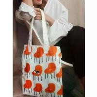 ราคา กระเป๋าผ้าลายแมวเก้าอี้ส้ม Tote print calico cat on chair (1731948687965521482)