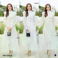 ราคา Garden Clothes ชุดเดรส MAXI เดรสยาวลูกไม้ แขนยาว พร้อมเข็มขัด .. สีขาว (1732225589141801663)