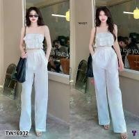 ราคา Garden Clothes ชุดเซ็ท SET 2 ชิ้น เสื้อเกาะอกแต่งระบาย + กางเกงขายาว .. (1732225614649854655)