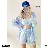 ราคา Garden Clothes ชุดเซ็ท SET 3 ชิ้น เสื้อเชิ้ต + สายเดี่ยว + กางเกงขาสั้น .. สีฟ้า (1732225599945411263)