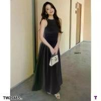 ราคา Garden Clothes ชุดเดรส เดรสยาว คอชิดแขนกุด กระโปรงทรงบาน .. สีดำ (1732218737195256511)