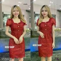 ราคา Garden Clothes ชุดเดรส เดรสแขน ผ้าแก้ว แต่งกระดุมหน้า .. สีแดง (1732225637584374463)