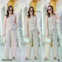 ราคา Garden Clothes ชุดเซ็ท SET 2 ชิ้น #สาวอวบ เสื้อกั๊ก คอวี + กางเกงขายาว .. สีครีม (1732218741894449855)