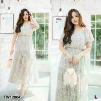 ราคา Garden Clothes ชุดเดรส เดรสยาว #สาวอวบ แขนตุ๊กตาผ้าชีฟองลายดอก สีขาว (1732218724417440447)