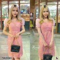 ราคา Garden Clothes ชุดเดรส เดรสแขน ผ้าแก้ว แต่งกระดุมหน้า .. สีชมพู (1732225628667873983)