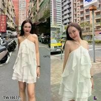 ราคา Garden Clothes ชุดเดรส เดรสสายเดี่ยววี ชีฟองระบาย .. (1732225584273459903)