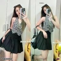 ราคา Garden Clothes ชุดเซ็ท SET 2 ขิ้น เสื้อชิโนริ +กระโปรงจีบทวิส .. สีดำ (1732218817434782399)