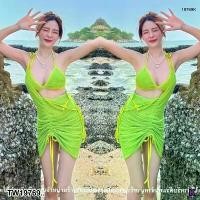 ราคา Garden Clothes ชุดเซ็ท SET 3 ชิ้น เดรสสายเดี่ยว + บรา + กางเกงใน .. สีเขียวมะนาว (1732218764210768575)