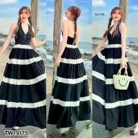 ราคา Garden Clothes ชุดเดรส เดรสยาวคล้องคอ แต่งทูโทน หลังสม็อค .. สีดำ (1732225634725956287)
