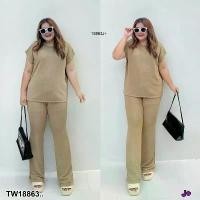 ราคา Garden Clothes ชุดเซ็ท SET #BIGSIZE 2 ชิ้น เสื้อยืด + กางเกงขาม้า .. สีเบจ (1732225637568318143)