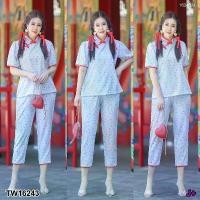 ราคา Garden Clothes ชุดเซ็ท SET #สาวอวบ 2 ชิ้น กี่เพ้าแฟชั่น เสื้อคอจีน + กางเกงขา 4 ส่วน.. สีฟ้า (1732225587924535999)
