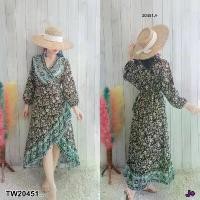 ราคา Garden Clothes ชุดเดรส เดรสทรงอกไขว้ ปลายแขนสม็อค สายผูกเอว .. สีดำ (1732218712018815679)