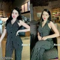 ราคา Garden Clothes ชุดเซ็ท SET 2 ชิ้น เสื้อคอปก กระดุมหน้า + กางเกงขาม้า ลายริ้ว .. สีดำ (1732218871770679999)
