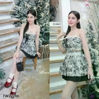 ราคา Garden Clothes ชุดเซ็ท เซท 2 ชิ้น เกาะอกผ้าทอลาย #เสือ + กางเกงกระโปรง .. สีดำ (1732218727312427711)