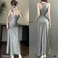 ราคา Garden Clothes ชุดเดรส เดรสยาวแขนกุด ผ้ายืดร่อง .. สีเทา (1732218793200356031)