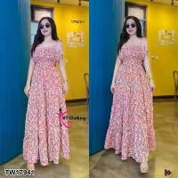 ราคา Garden Clothes ชุดเดรส เดรสสายเดี่ยวผูกไหล่ ลายดอกไม้ โบว์ผูกหลัง สีชมพู (1732218727009127103)