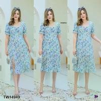 ราคา Garden Clothes ชุดเดรส เดรสสั้น #สาวอวบ กระดุมคอเปิดหลังลายดอก สีฟ้า (1732218757796956863)