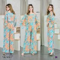 ราคา Garden Clothes ชุดเซ็ท SET #สาวอวบ เสื้อคอปาดแขนกระดิ่ง+กางเกงขายาว ลายกราฟฟิก สีชมพู (1732218767078034111)