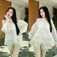 ราคา Garden Clothes ชุดเซ็ท SET 2 ชิ้น เสื้อลูกไม้สายเดี่ยว สม๊อคหลัง + กางเกงขาสั้น .. สีขาว (1732218766679116479)