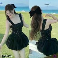 ราคา Garden Clothes ชุดเดรส เดรสสั้น ผ้าลูกไม้ยืดนิ่มพิมพ์ลายกระโปรงทรงบอลลูน .. สีดำ (1732218723669609151)