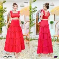 ราคา Garden Clothes ชุดเซ็ท SET 2 ชิ้น เสื้อระบายแขน + กระโปรงยาว .. สีแดง (1732218726645992127)