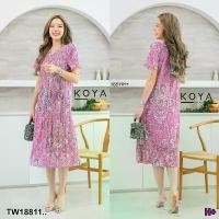 ราคา Garden Clothes ชุดเดรส เดรสลายไทย อัดพลีท .. สีชมพู (1732225634601765567)