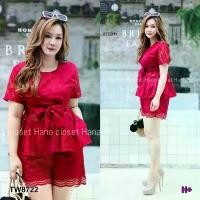 ราคา Garden Clothes ชุดเซ็ท SET #สาวอวบ เสื้อคอกลม แต่งระบายเอว สีแดง (1732225615680867007)