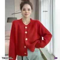 ราคา Garden Clothes เสื้อเชิ้ต & เบลาส์ เสื้อคาดิแกนไหมพรม กระดุมสีทองใหญ่ .. สีแดง (1732218764573838015)