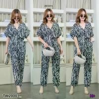 ราคา Garden Clothes ชุดเซ็ท SET #สาวอวบ 2 ชิ้น เสื้อไหล่ล้ำ + กางเกงขายาว ลายม้าลาย .. สีดำ (1732225615508703935)