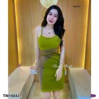 ราคา Garden Clothes ชุดเดรส เดรส ทูโทน อกเสริมฟองน้ำ แต่งแถบสีน้ำตาล .. สีเขียวมะนาว (1732225614547552959)