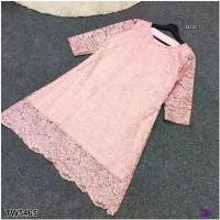 ราคา Garden Clothes ชุดเดรส เดรสลูกไม้ #สาวอวบ แขนสามส่วนแต่งซีทรู สีชมพูเข้ม (1732225637501274815)