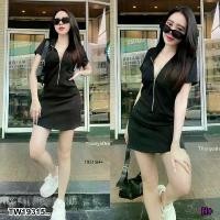 ราคา Garden Clothes ชุดเดรส มินิเดรส ฮู้ดเชือกรูด แขนสั้น ซิปด้านหน้า .. สีดำ (1732225638606015167)