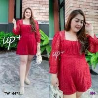 ราคา Garden Clothes ชุดจั๊มสูท จั๊มสั้น #BIGSIZE ผ้าลูกไม้แขนยาว#8 สีแดง (1732225625793268415)