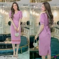 ราคา Garden Clothes ชุดเดรส เดรสคอวี แขนสั้นพองๆ ทรงตรง .. สีชมพู (1732225586805443263)