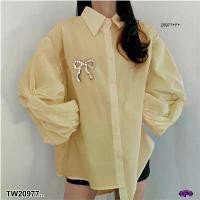 ราคา Garden Clothes เสื้อเชิ้ต & เบลาส์ เสื้อเชิ้ต แขนไขว้แต่งอะไหร่โบว์เพชร .. สีน้ำตาลอ่อน (1732218764818156223)