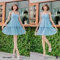 ราคา Garden Clothes ชุดเดรส มินิเดรส สายเดี่ยว จีบทวิส .. สีฟ้า (1732218722048314047)