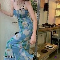 ราคา Garden Clothes ชุดเดรส เดรสสายเดี่ยวลายดอกไม้ กุ้นสายดำ สีฟ้า (1732225587017452223)