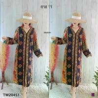 ราคา Garden Clothes ชุดเดรส ชุดเดรสคอวี ทรงปล่อย แขนยาวปล่อยปลายแขน .. สีลาย 11 (1732218728013007551)