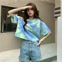 ราคา เสื้อยืดแขนสั้น มัดย้อม สำหรับผู้หญิง ใส่หน้าร้อน ดีไซน์สวย เสื้อครอป สไตล์สั้น สาวฮอต เสื้อนักเรียน snake skin clothes (1731848537231231705)