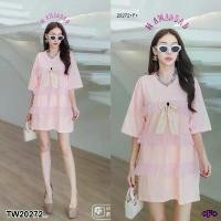 ราคา Garden Clothes ชุดเดรส เดรสสั้น แต่งระบายเป็นชั้นๆ อกติดโบว์ลูกไม้ .. สีชมพู (1732225637369088703)