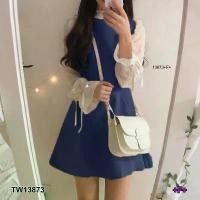 ราคา Garden Clothes ชุดเดรส เดรสคอระบายแขนชีฟอง สีกรมท่า (1732225631608277695)
