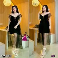 ราคา Garden Clothes ชุดเดรส เดรสสายเดี่ยวเว้าไหล่ตาข่าย สีดำ (1732218763969006271)