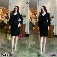ราคา Garden Clothes ชุดเดรส เดรสกำมะหยี่อกไขว้ TW14070 สีเขียว (1732225587907168959)