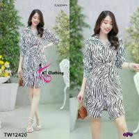 ราคา Garden Clothes ชุดเดรส เดรสคอปก ม้วนไขว้ด้านหน้า ลายม้าลาย (1732225613390777023)