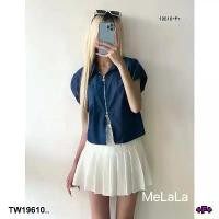 ราคา Garden Clothes เสื้อเชิ้ต & เบลาส์ เสื้อยีนส์ แขนทรงตุ๊กตา ซิปหน้าหัวใจ .. สีเข้ม (1732218764079958719)