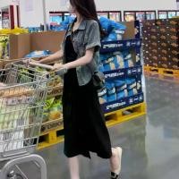 ราคา เสื้อโค้ทยีนส์ แขนสั้น สำหรับผู้หญิง ใส่หน้าร้อน เดรสเข้าชุด สไตล์วินเทจอเมริกัน ลำลอง และอเนกประสงค์ เสื้อยีนส์บาง Clothing Dress Women (1731354076347992633)